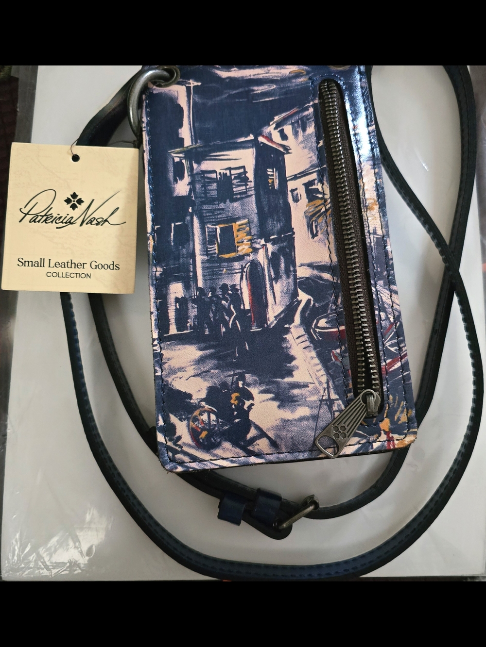 Patricia Nash Blue Multi Painted Canal Crossbody Phone Bag - Picture 3 of 6
